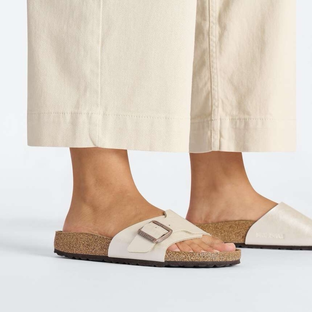 BIRKENSTOCK CATALINA LUXE CUSHION BUCKLE BIRKO-FLOR GRACEFUL PEARL WHITE 39 / 8